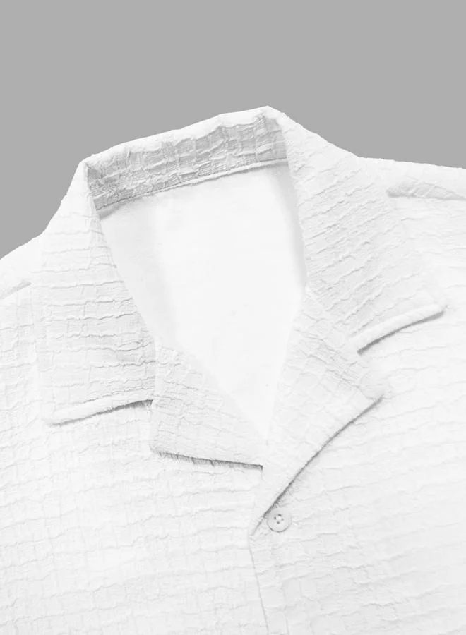 Take Two  Men Textured White Short Sleeve Shirt for Men | Best Price UAE